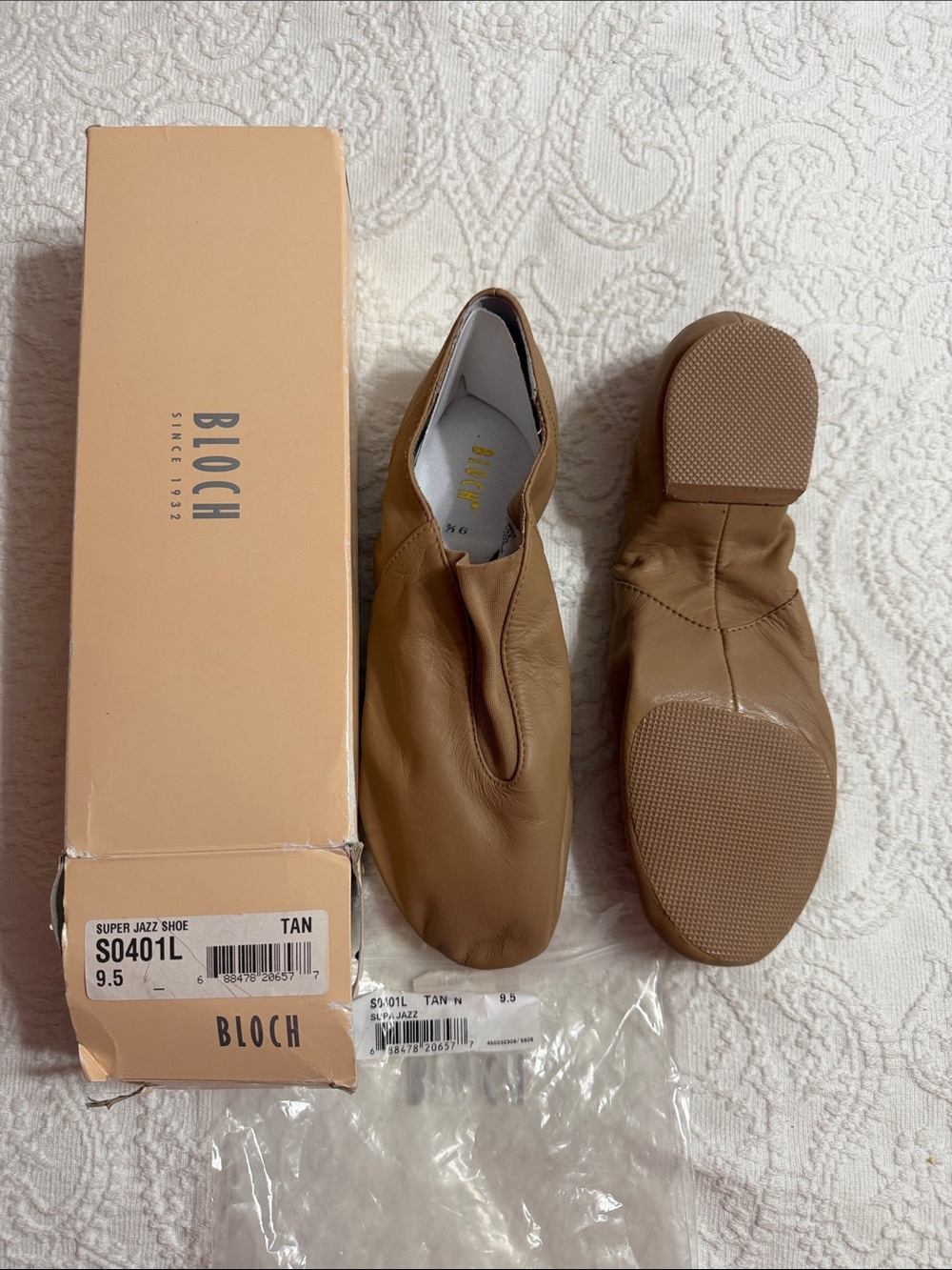 NWT! Bloch Size 9.5 Tan Super Jazz Shoe Ballet Dance Jazz